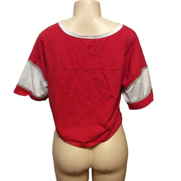 𝅺disney Women Original Mickey Cropped short Sleeve Tee Size L Red - Picture 2 of 3